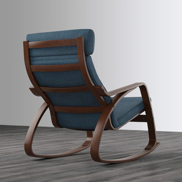 IKEA POÄNG Rocking chair, birch veneer/Hillared dark blue