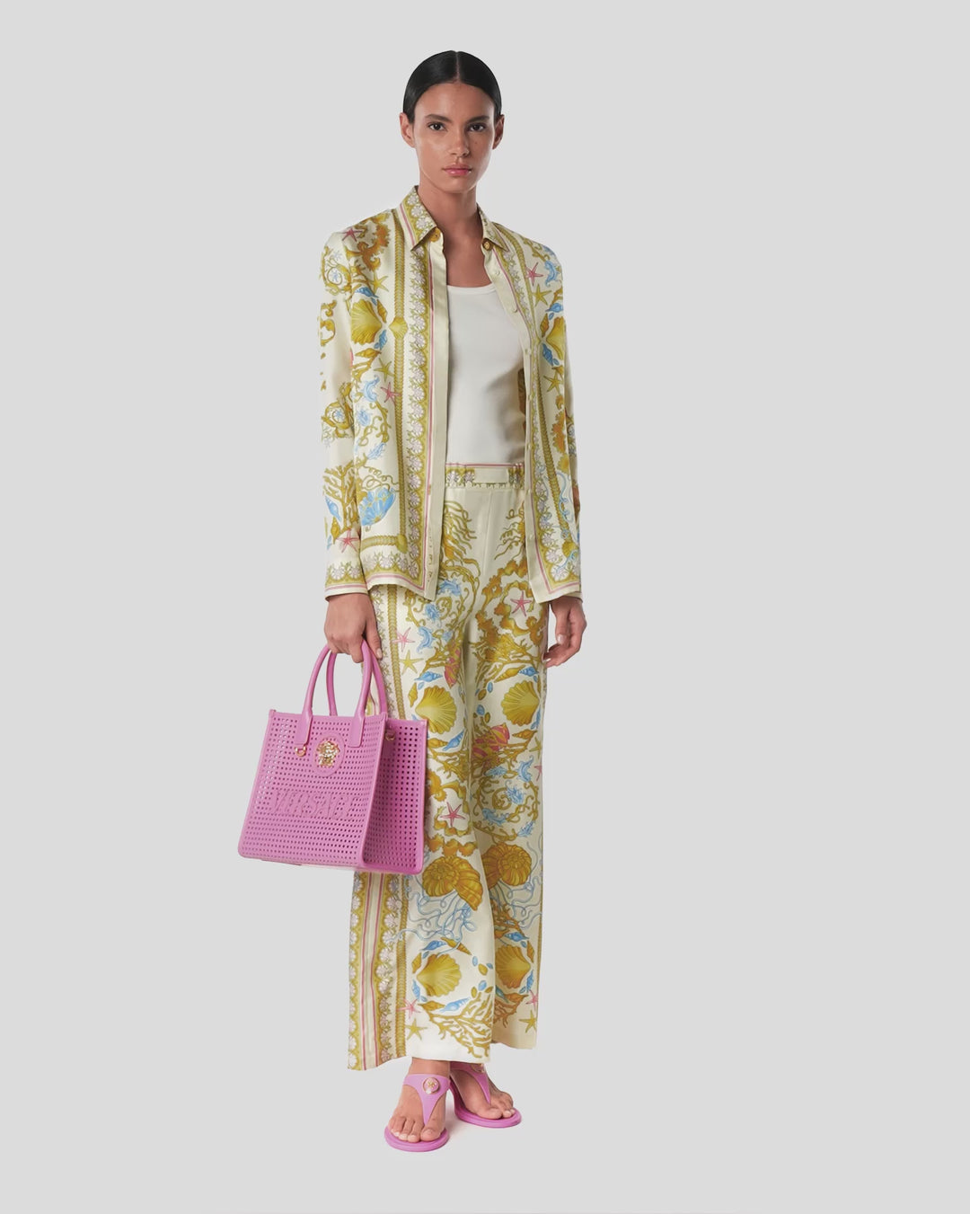 VERSACE UNDERWATER BAROCCO SILK PANTS
