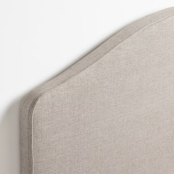 IKEA RAMNEFJÄLL Upholstered bed frame, Kilanda light beige/Luröy, Queen