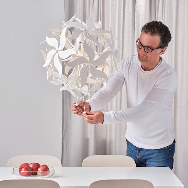 IKEA RAMSELE Pendant lamp, flower/white, 17 "