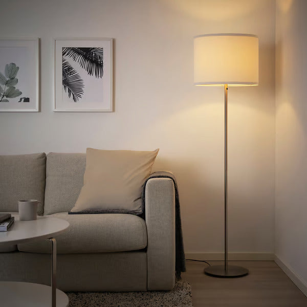 IKEA RINGSTA / SKAFTET Floor lamp, white/nickel plated