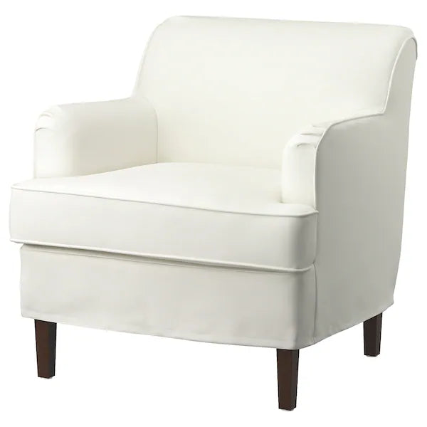 IKEA ROCKSJÖN Armchair with ottoman, Blekinge white