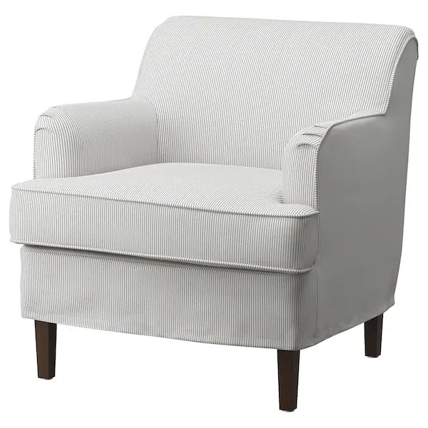 IKEA ROCKSJÖN Armchair with ottoman, Klovsta gray/white