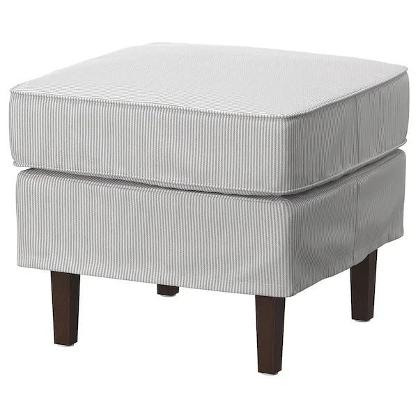 IKEA ROCKSJÖN Armchair with ottoman, Klovsta gray/white
