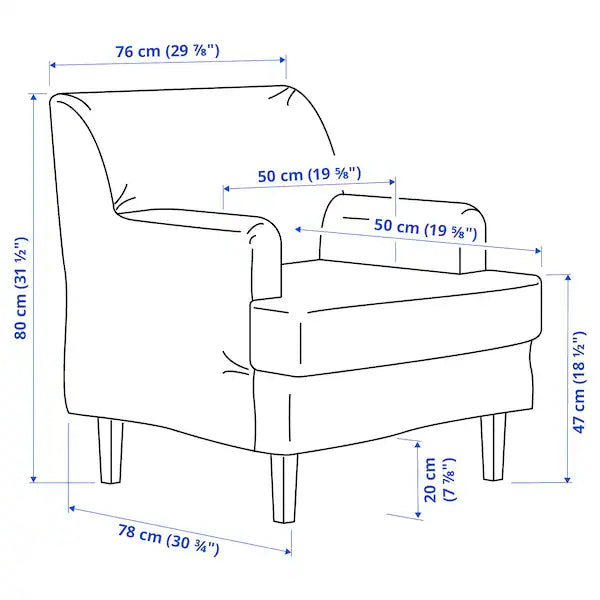 IKEA ROCKSJÖN Armchair with ottoman, Klovsta gray/white