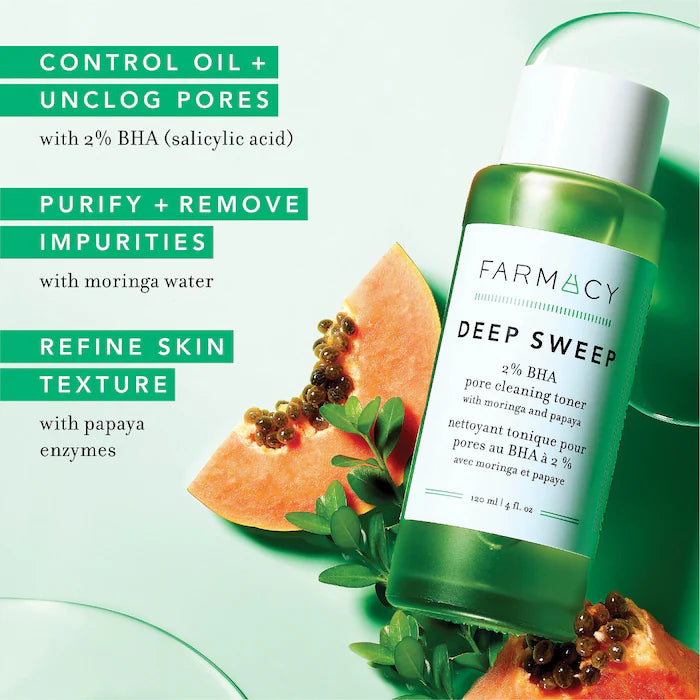 Farmacy  Deep Sweep 2% BHA Pore Cleaning Toner with Moringa + Papaya