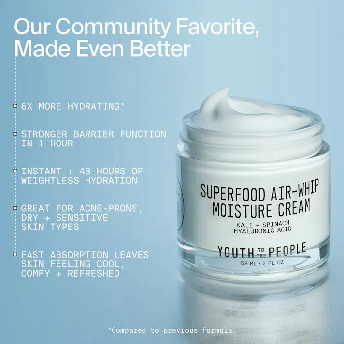 Youth To The People  Superfood Air-Whip Lightweight Face Moisturizer with Hyaluronic Acid