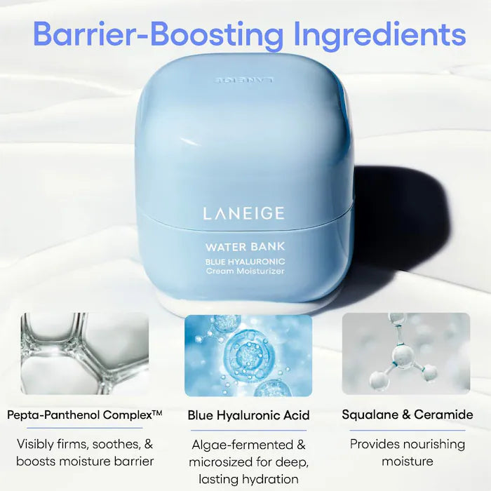 LANEIGE  Water Bank Blue Hyaluronic Cream Moisturizer for Moisture Barrier Repair