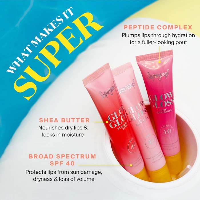 Supergoop Glow Gloss SPF 40 Lip Balm with Peptides and Shea Butter