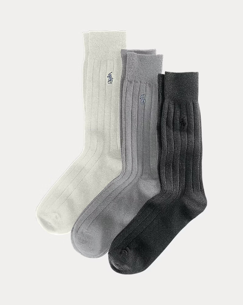 Ralph Lauren Ribbed Cotton-Blend Trouser Sock 3-Pack