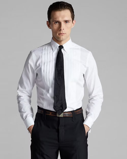Ralph Lauren Slim Fit French Cuff Tuxedo Shirt