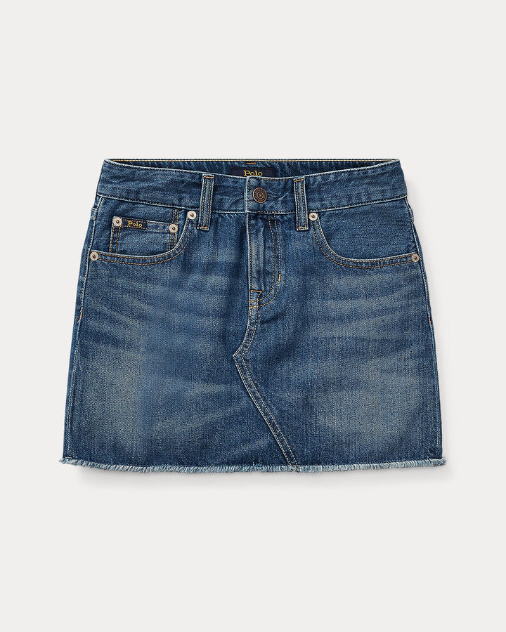 Ralph Lauren Frayed Cotton Denim Skirt