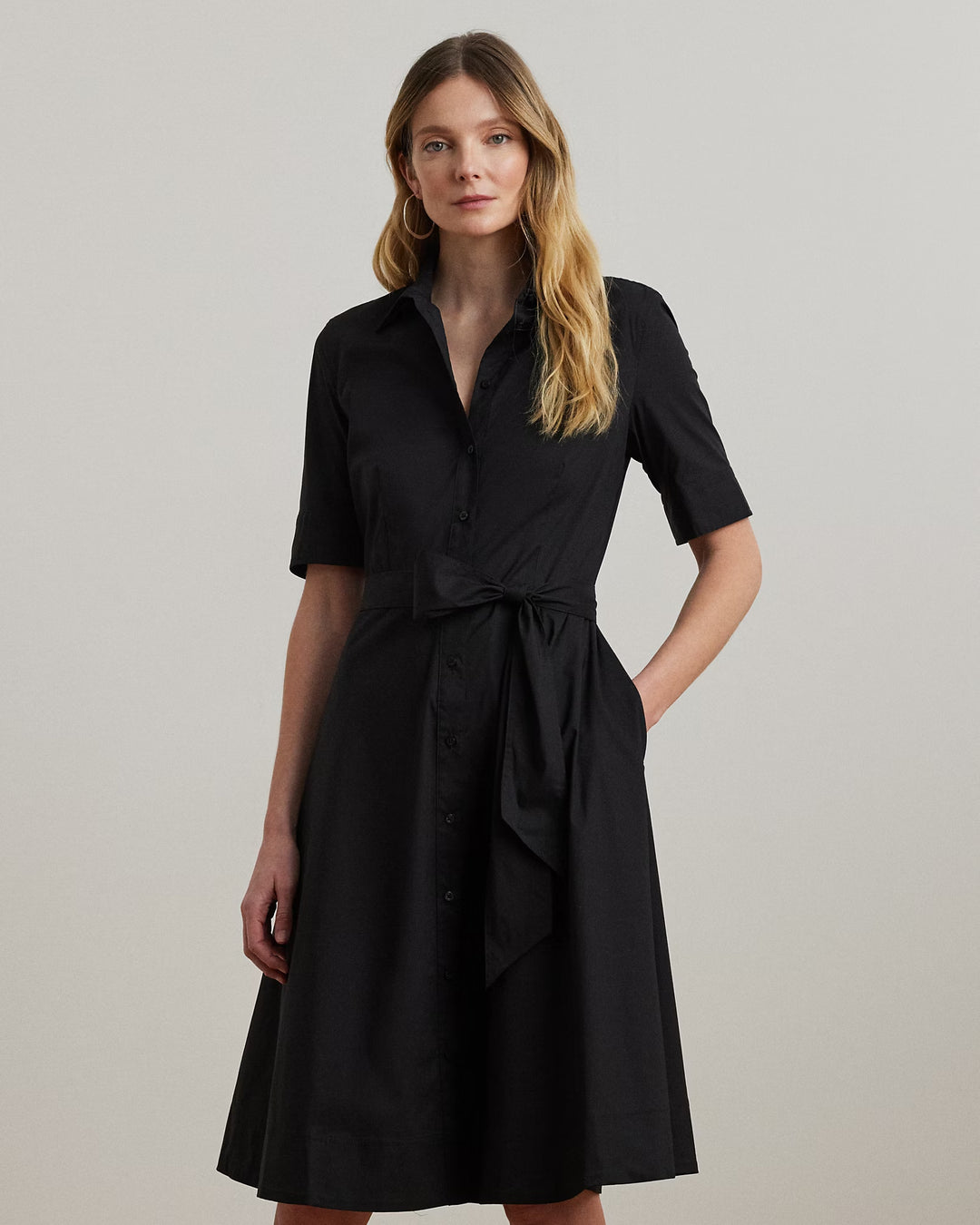 Ralph Lauren Belted Cotton-Blend Shirtdress
