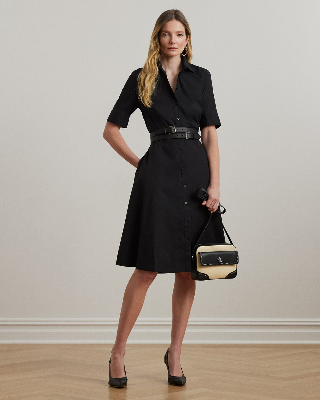 Ralph Lauren Belted Cotton-Blend Shirtdress