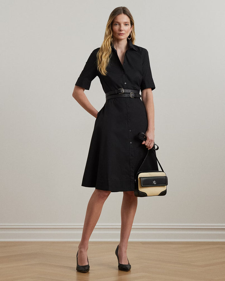 Ralph Lauren Belted Cotton-Blend Shirtdress
