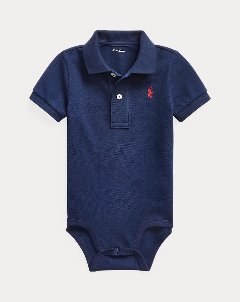 Ralph Lauren Cotton Mesh Polo Bodysuit