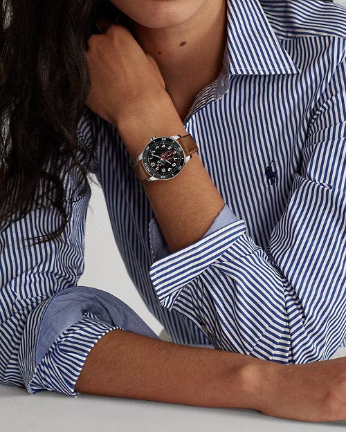 Ralph Lauren 42 MM Polo Player Steel Black Dial