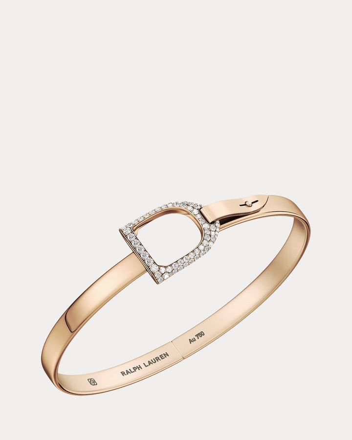 Ralph Lauren Pavé Diamond Rose Gold Stirrup Bangle