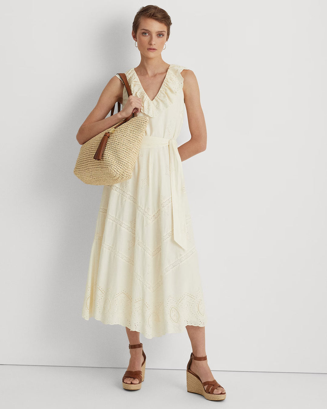 Ralph Lauren Straw Medium Whitney Tote Bag