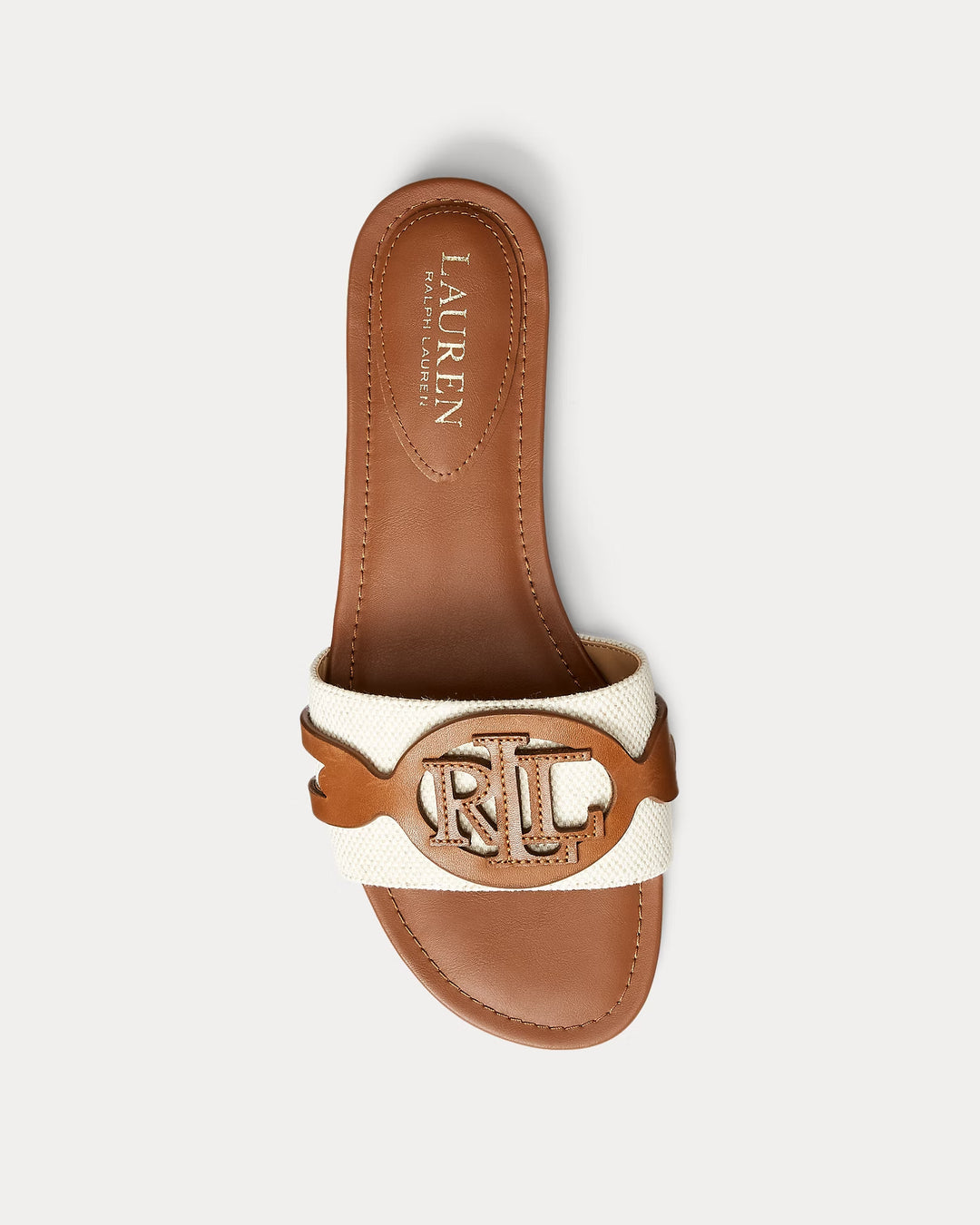 Ralph Lauren Alegra Canvas-Leather Slide Sandal