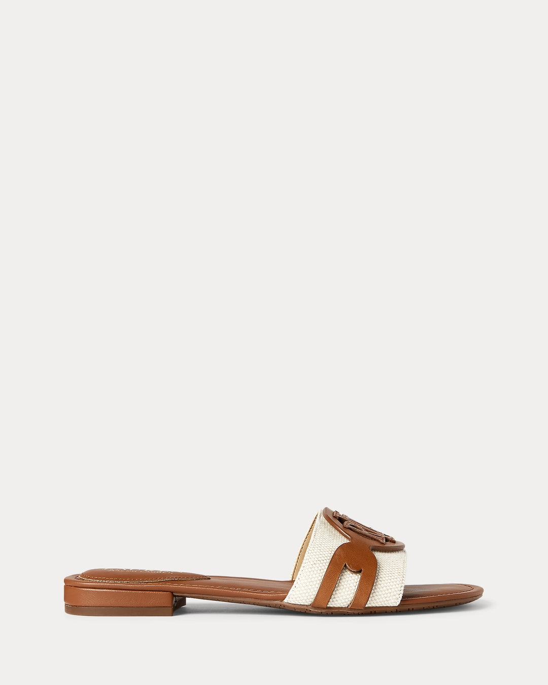 Ralph Lauren Alegra Canvas-Leather Slide Sandal