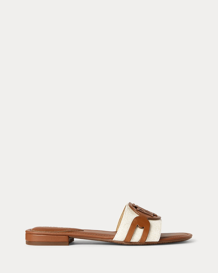 Ralph Lauren Alegra Canvas-Leather Slide Sandal