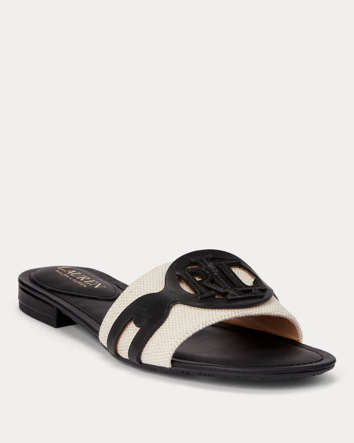 Ralph Lauren Alegra Canvas-Leather Slide Sandal