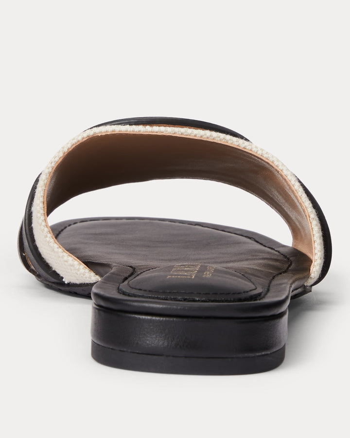 Ralph Lauren Alegra Canvas-Leather Slide Sandal