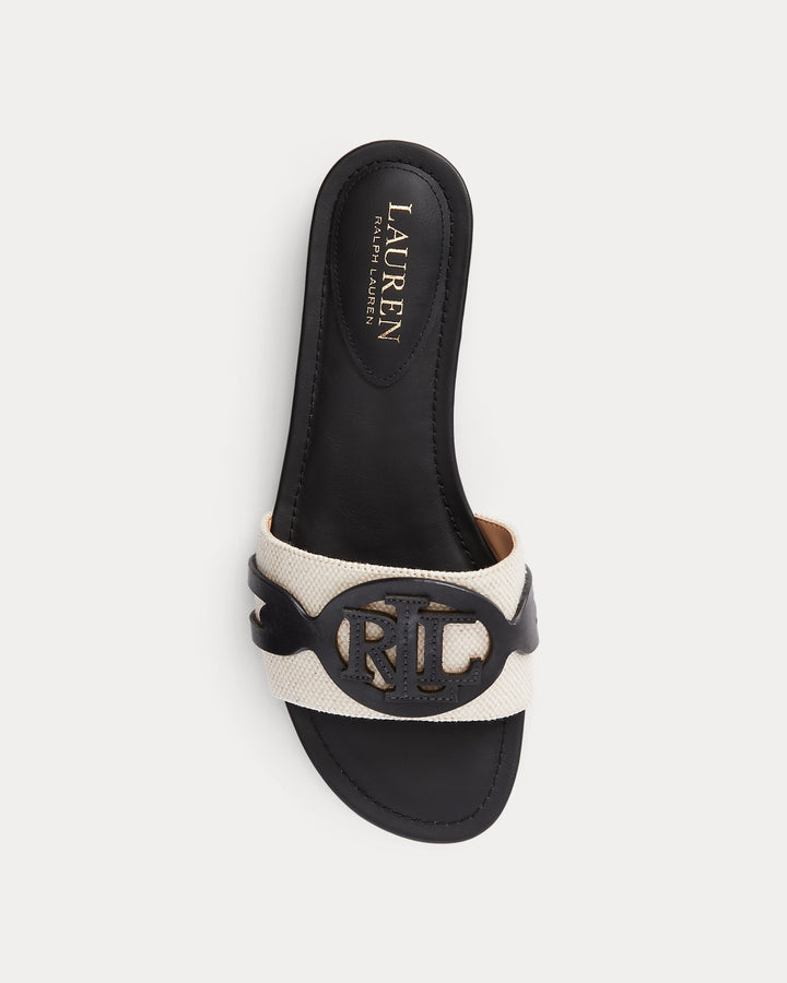 Ralph Lauren Alegra Canvas-Leather Slide Sandal