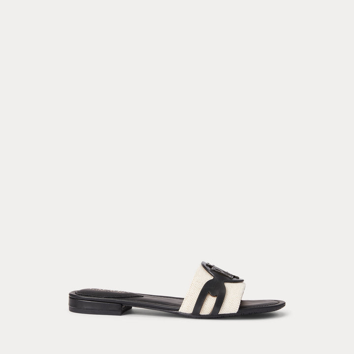 Ralph Lauren Alegra Canvas-Leather Slide Sandal