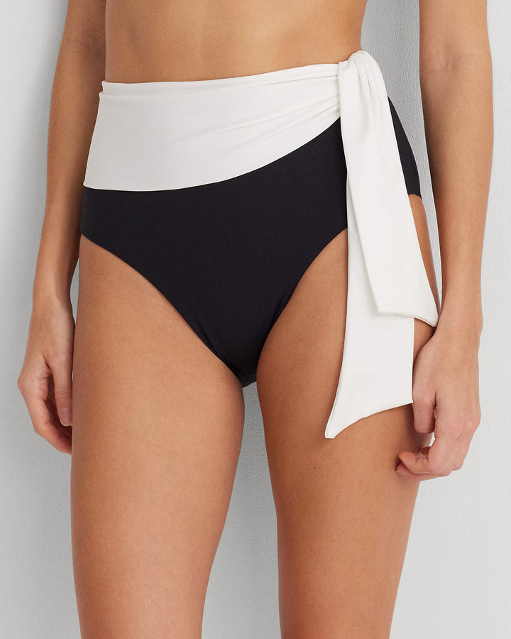 Ralph Lauren Color-Blocked High-Waisted Bikini Bottom