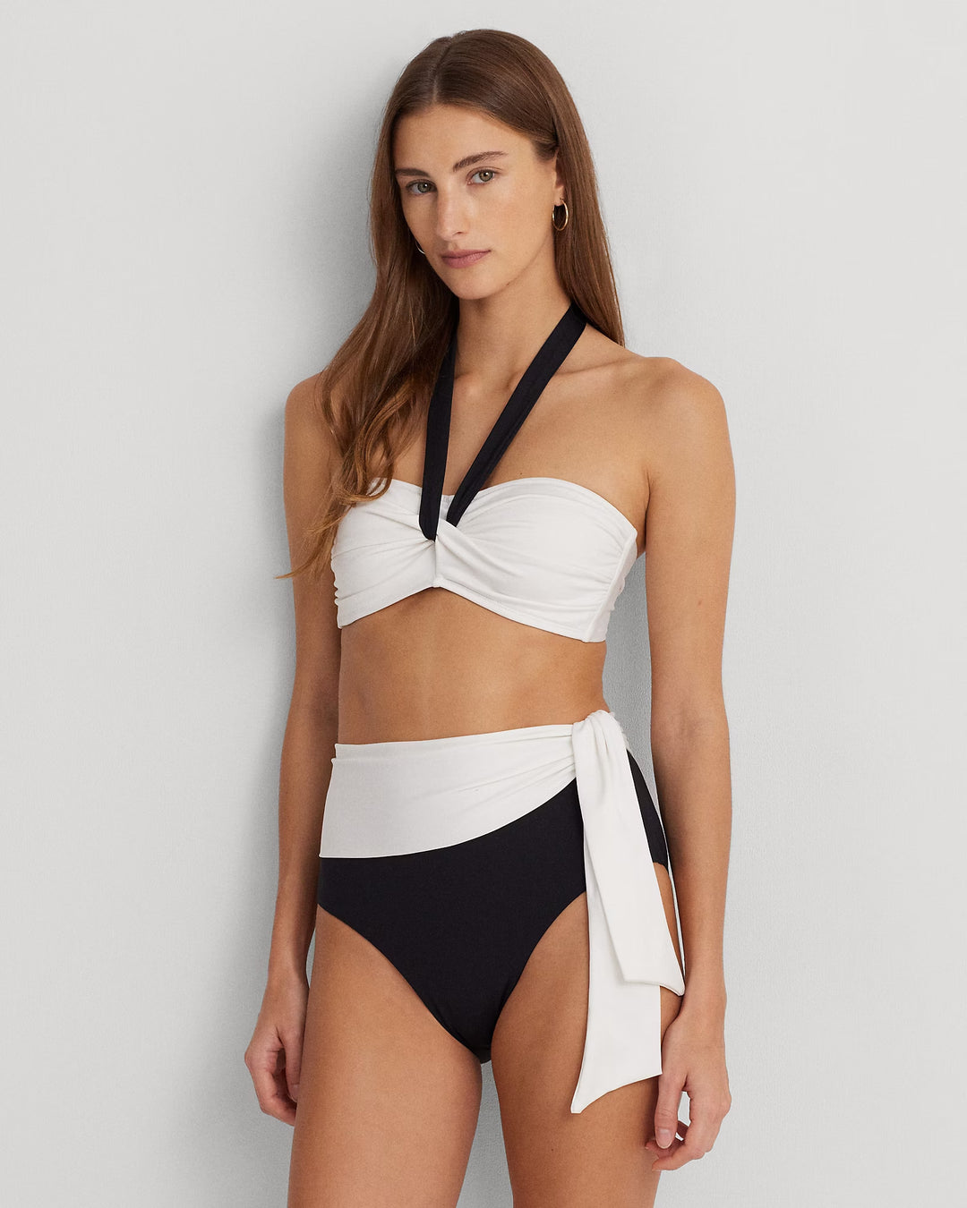 Ralph Lauren Color-Blocked High-Waisted Bikini Bottom
