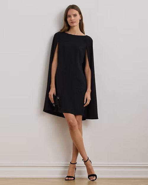 Ralph Lauren Cape Georgette Cocktail Dress