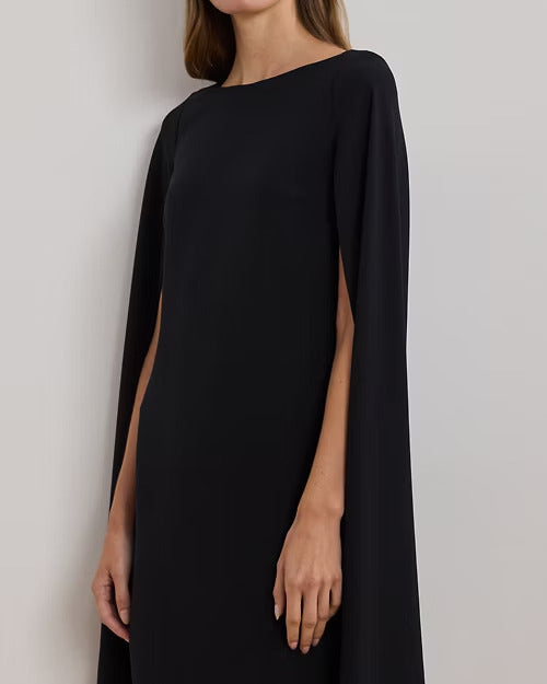 Ralph Lauren Cape Georgette Cocktail Dress