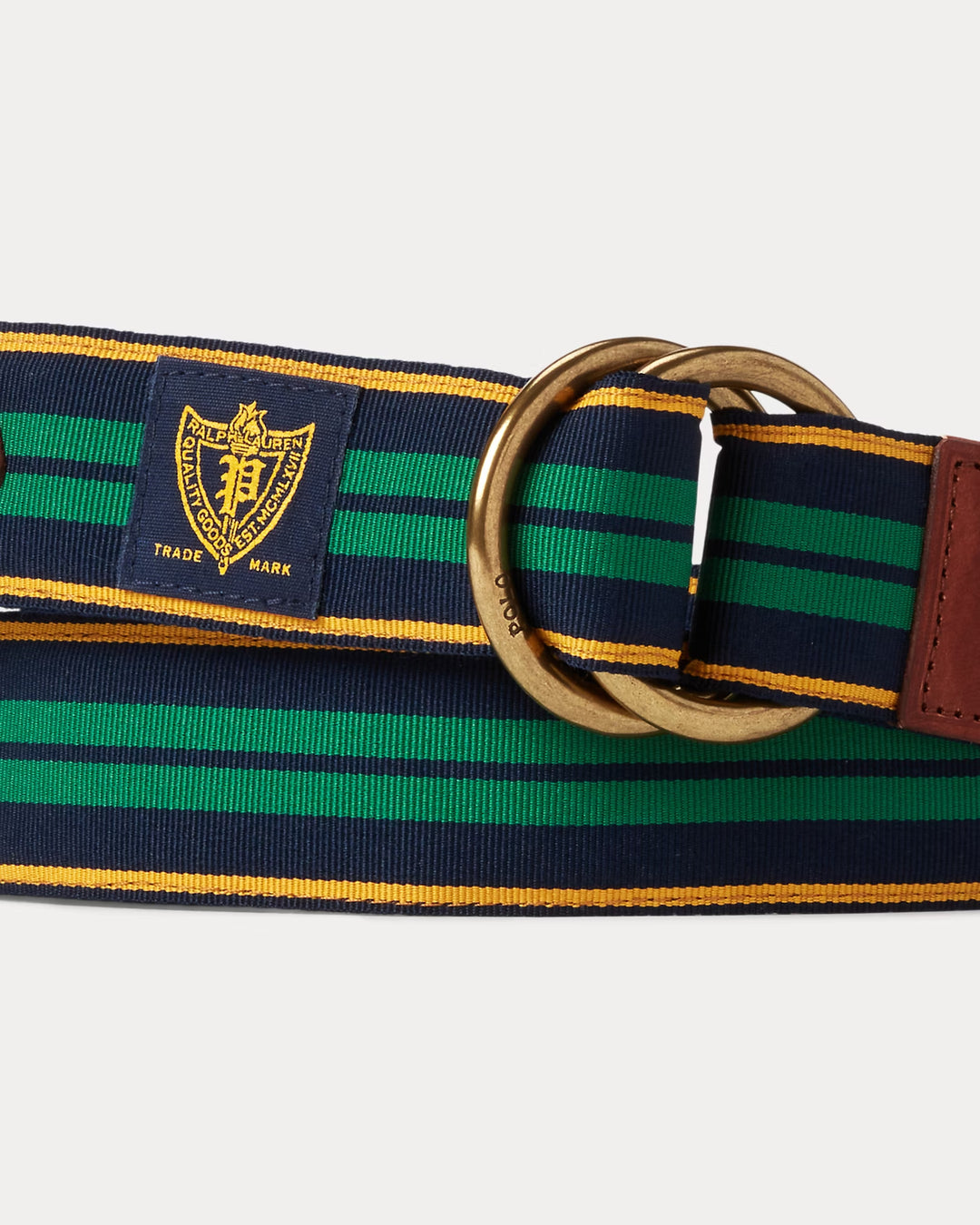 Ralph Lauren Leather-Trim Striped Belt