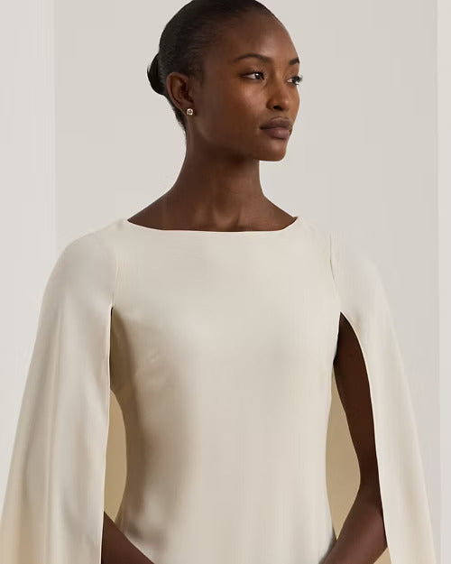 Ralph Lauren Cape Georgette Cocktail Dress