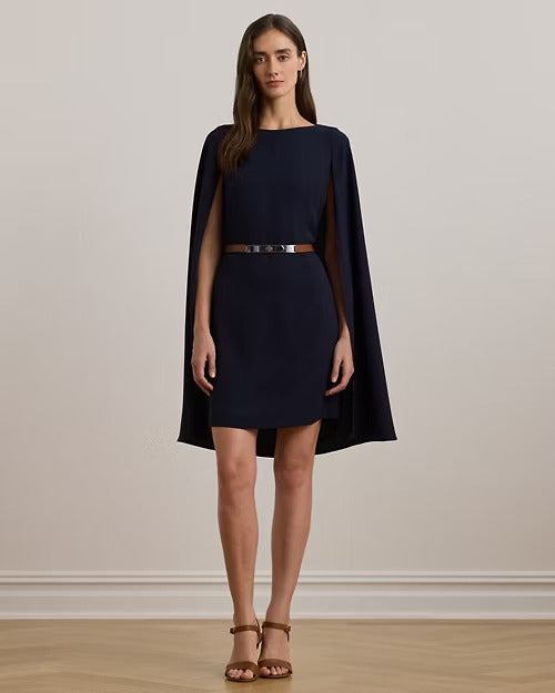 Ralph Lauren Cape Georgette Cocktail Dress