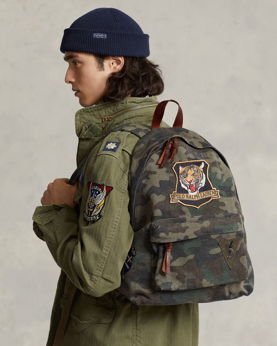 Ralph Lauren Tiger-Patch Camo Canvas Backpack