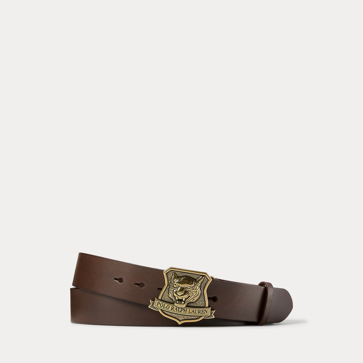 Ralph Lauren Tiger-Buckle Leather Belt