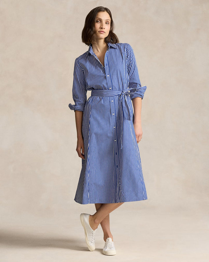 Ralph Lauren Belted Striped Cotton Shirtdress