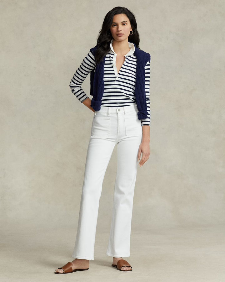 Ralph Lauren Striped Ribbed Long-Sleeve Polo Shirt