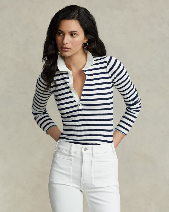 Ralph Lauren Striped Ribbed Long-Sleeve Polo Shirt
