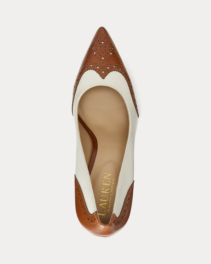 Ralph Lauren Lynden Nappa & Burnished Leather Pump