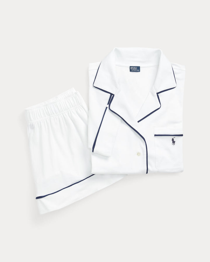 Ralph Lauren Piped Jersey Short-Sleeve Pajama Set