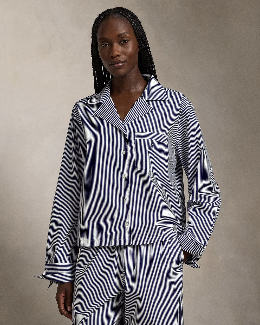 Ralph Lauren Long-Sleeve Poplin Pajama Set