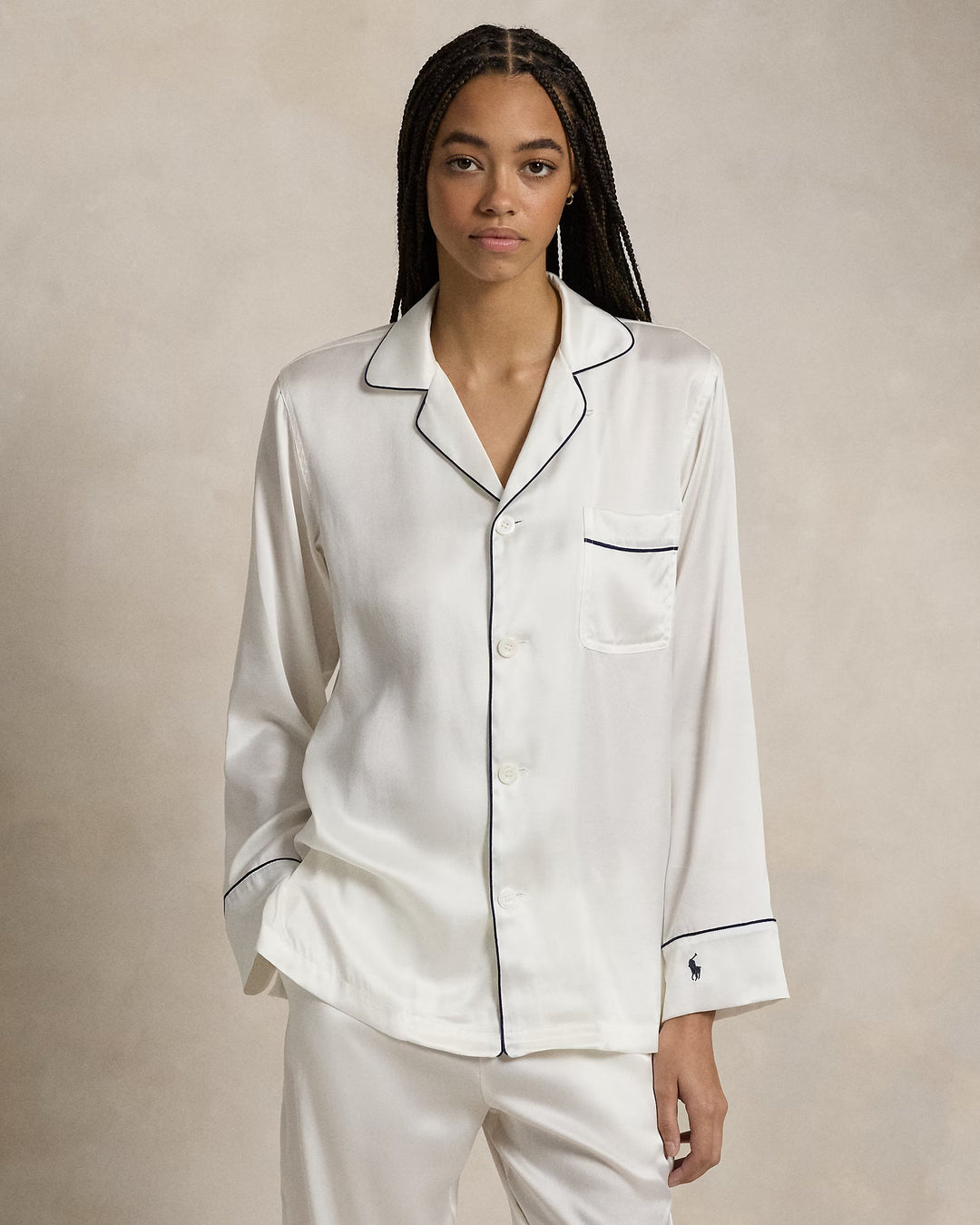 Ralph Lauren Stretch Silk Long-Sleeve Pajama Set