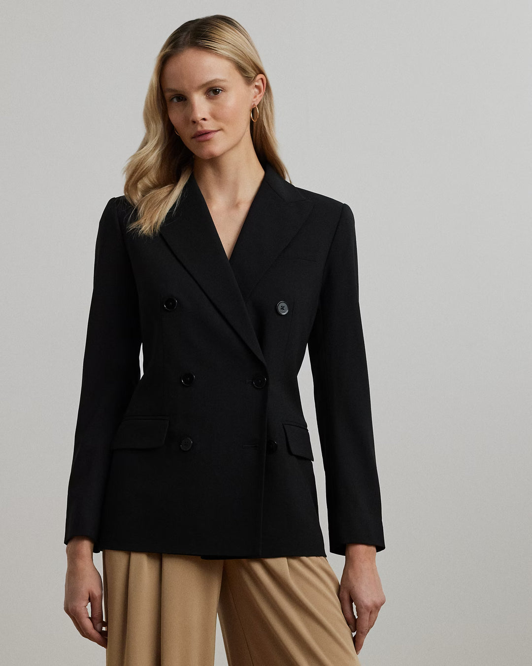 Ralph Lauren Double-Breasted Wool Crepe Blazer