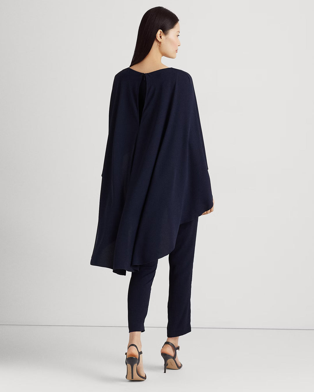 Ralph Lauren Belted Cape Georgette Jumpsuit