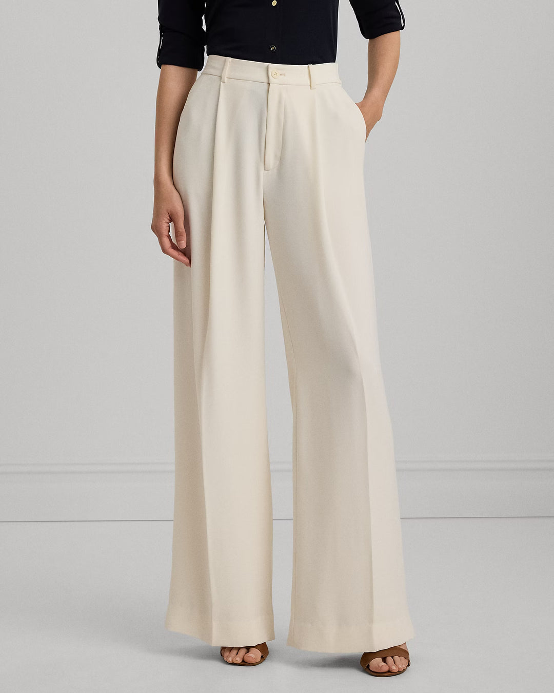 Ralph Lauren Double-Faced Georgette Wide-Leg Pant