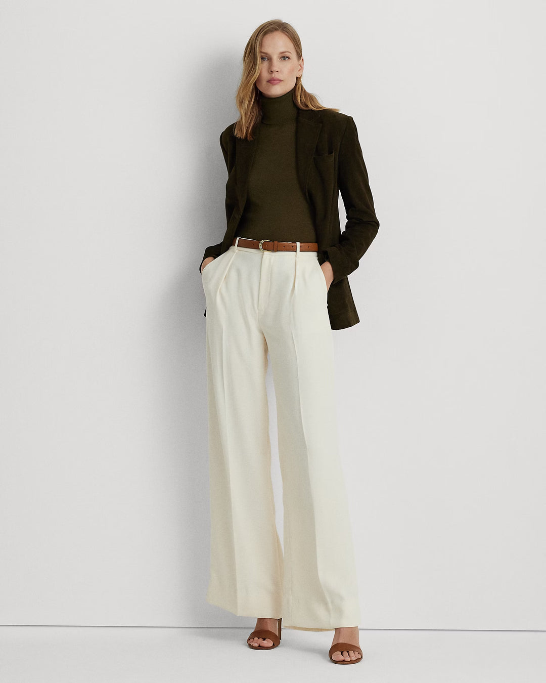 Ralph Lauren Double-Faced Georgette Wide-Leg Pant
